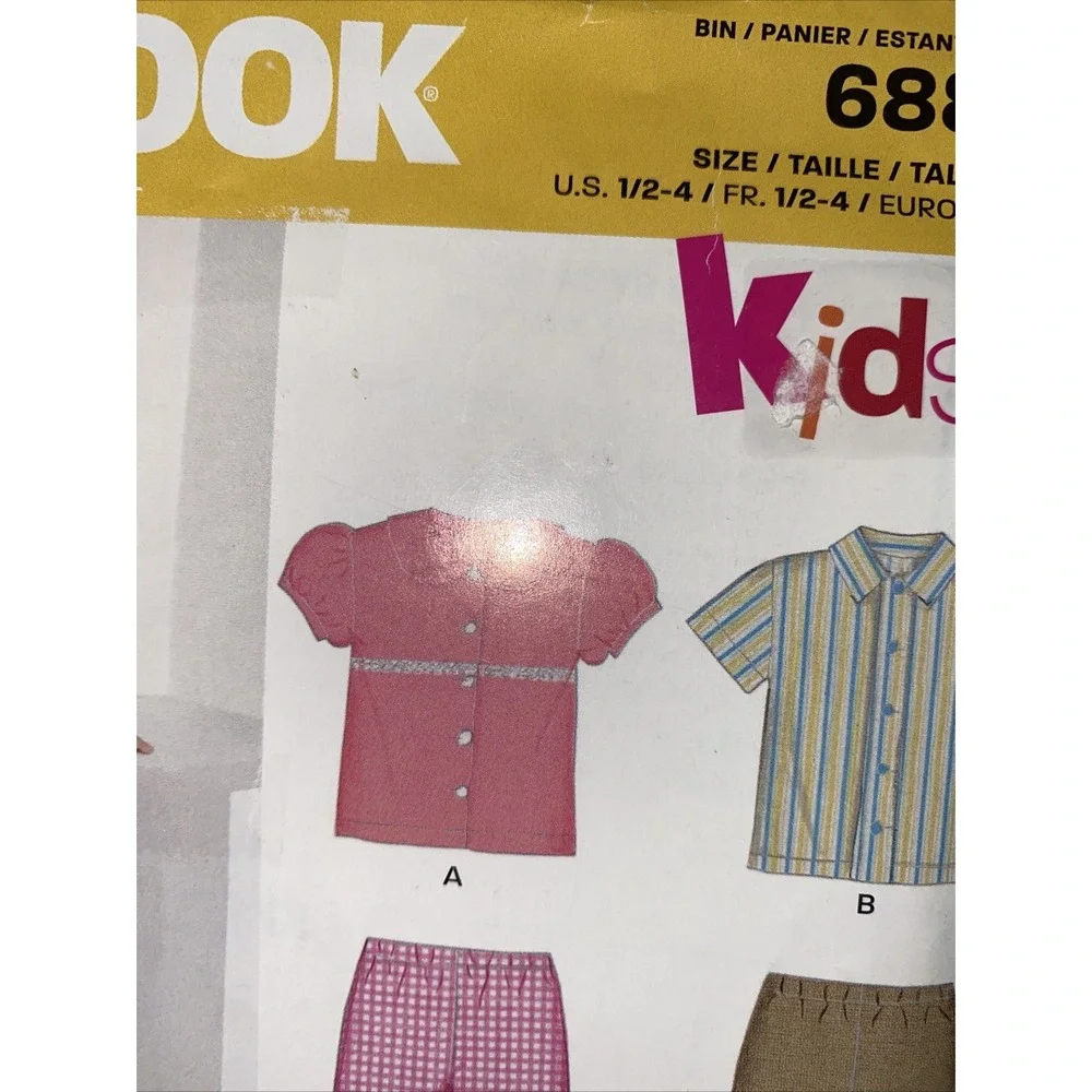 New Look 6880 Sewing Pattern Toddler Kids Pants Skirt Top Size 1/2-4 Uncut